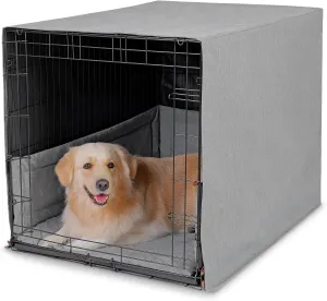 3-Piece Waterproof Dog Crate Cover Set with Kennel Cover, Bed Mat & Bumper Pad - Washable Pet Crate Accessories Fit for 48 Inch Dog Cages (48", Gray)