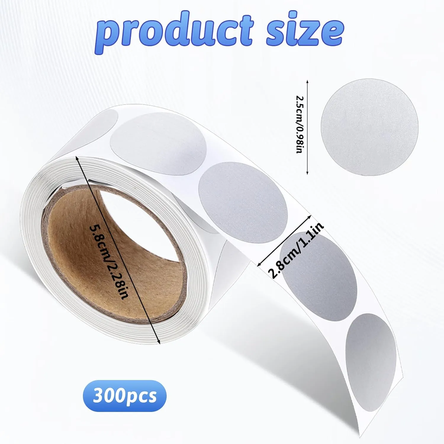 300 PCS Scratch Off Stickers, 1.1 Inch Scratch Off Cards Round Self Adhesive Scratch Off Labels for Creative Activity for Lottery Tickets DIY, Raffle Card Creating(Silver)