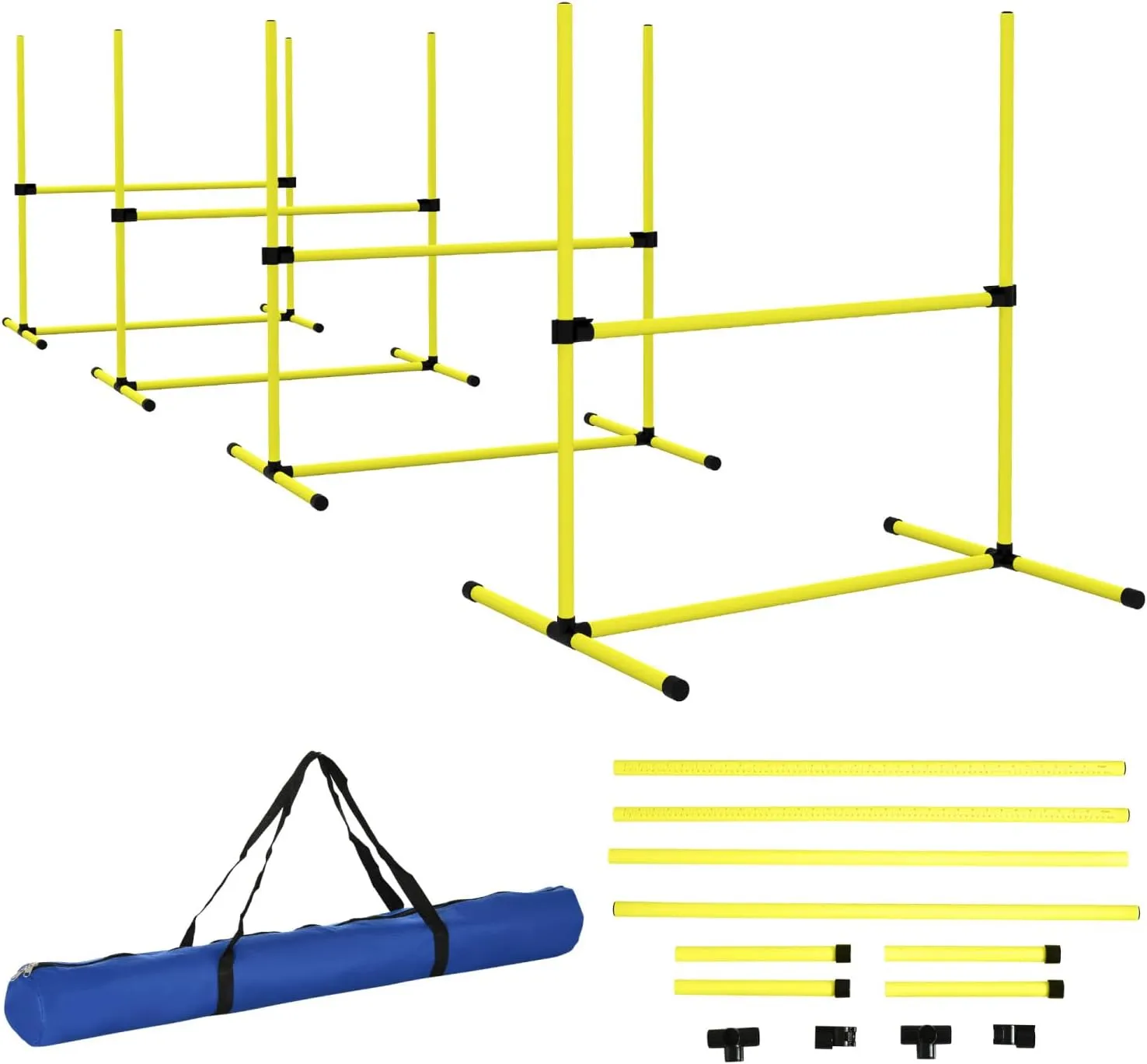 4 Piece Adjustable Dog Agility Jump Set Training Kit - Yellow