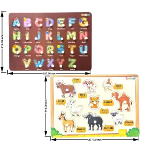 ABCD & Pet Animal Characters Knob & Pegged Puzzle for Kids