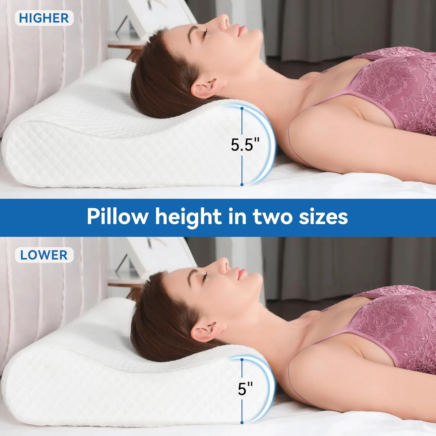 AM AEROMAX 32" King Size Contour Memory Foam Pillow, Cervical Pillow for Neck Pain Relief, Neck Orthopedic Sleeping Pillows for Side, Back and Stomach Sleepers