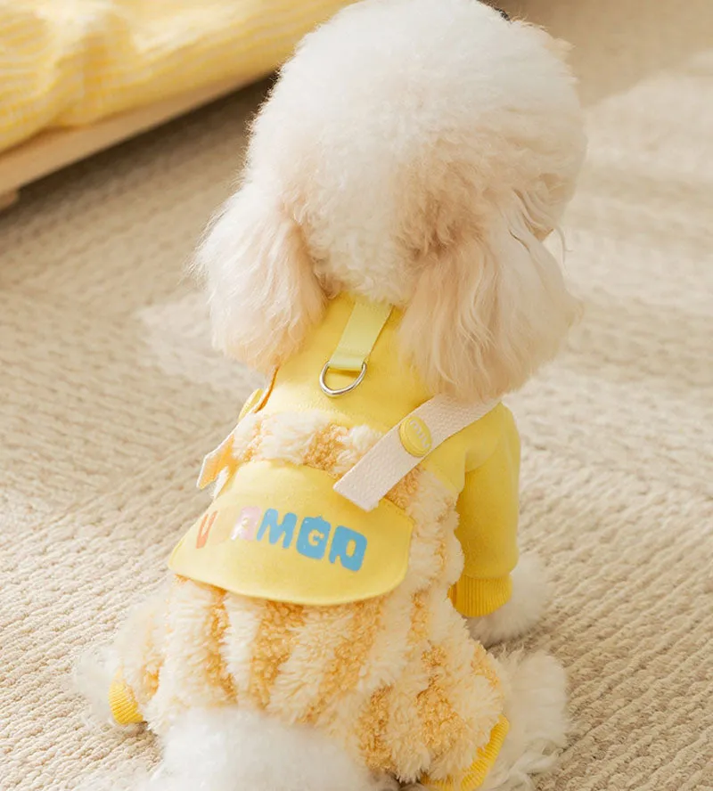 Autumn and winter dog thick warm moon rainbow striped four-legged overalls cat Teddy Bichon pet clothes