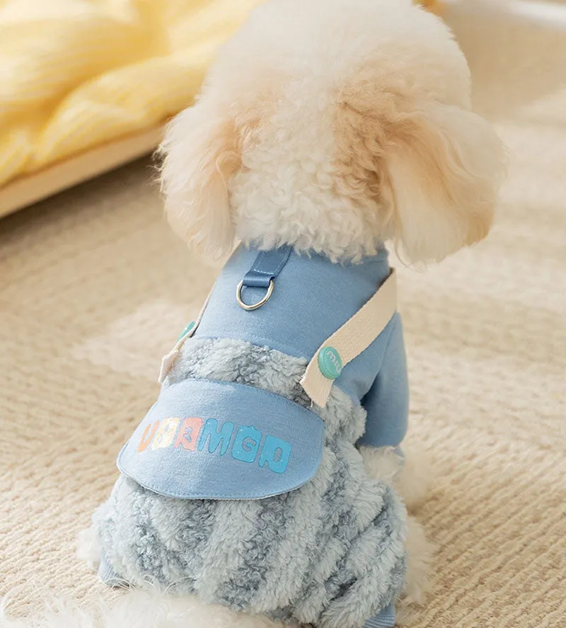 Autumn and winter dog thick warm moon rainbow striped four-legged overalls cat Teddy Bichon pet clothes