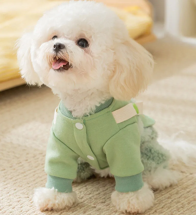 Autumn and winter dog thick warm moon rainbow striped four-legged overalls cat Teddy Bichon pet clothes