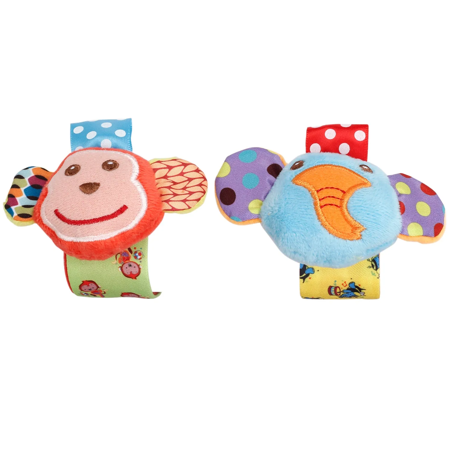 Baby Moo Elephant And Monkey Multicolour Set of 2 Wrist Rattle