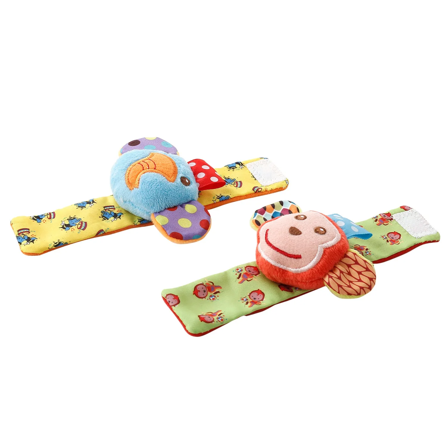 Baby Moo Elephant And Monkey Multicolour Set of 2 Wrist Rattle