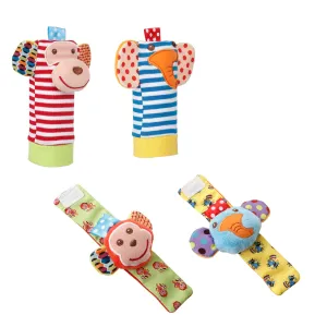 Baby Moo Elephant And Monkey Multicolour Set of 4 Socks And Wrist Rattle