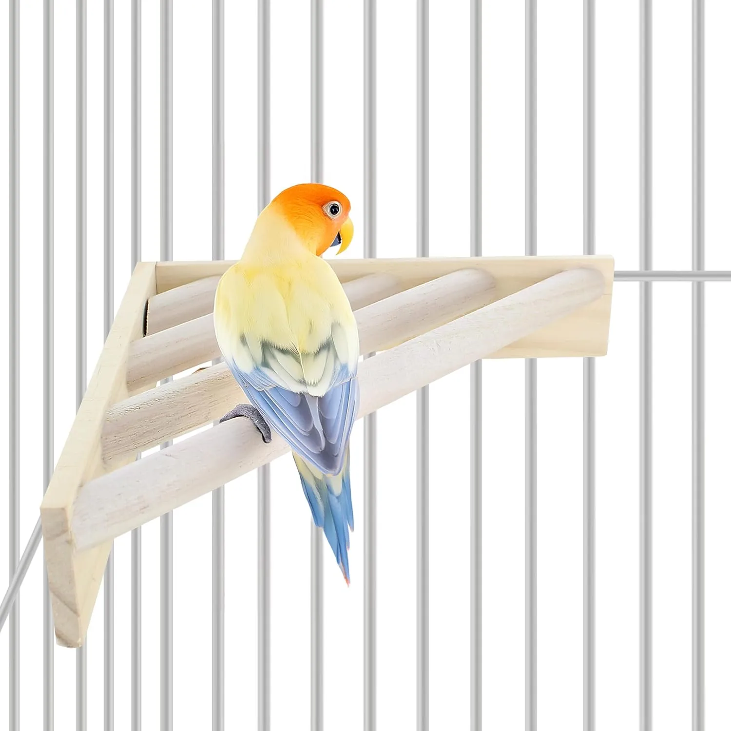 Bird Perch Corner Stand for Bird Cage Corner Platform Wood Bird Perches Corner Shelf Rest for Birds Parrots Cockatiels and Other Animal Pet Cages (Wood, Ladder)