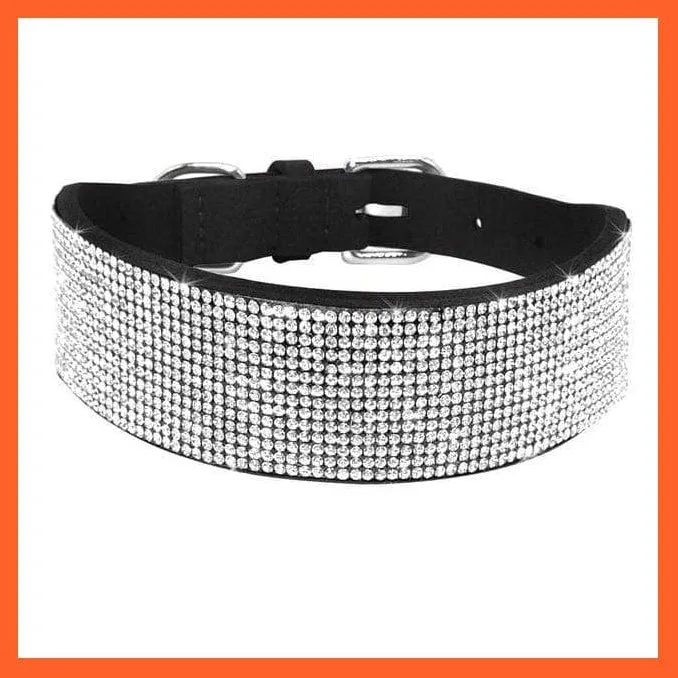 Bling Suede Leather Rhinestone Dog Cat Collars | Pet Puppy Kitten Collar Walk Leash Lead | For Small Medium Dogs Cats