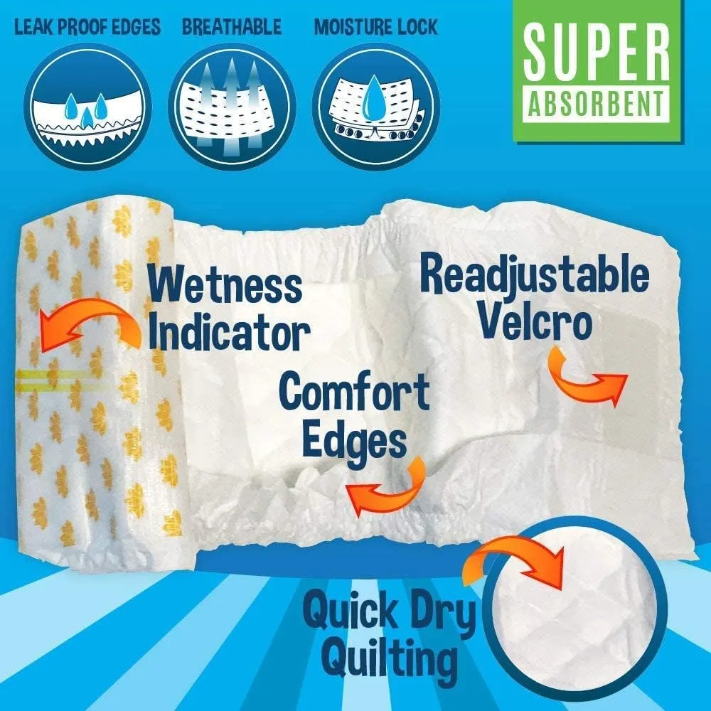 Bodhi Dog Disposable Male Dog Diapers - Super Absorbent, Leak-Proof Pee Wraps - Adjustable Fit, Comfortable Design, Advanced Moisture Control, and Wetness Indicator - Extra Large (20 Count)