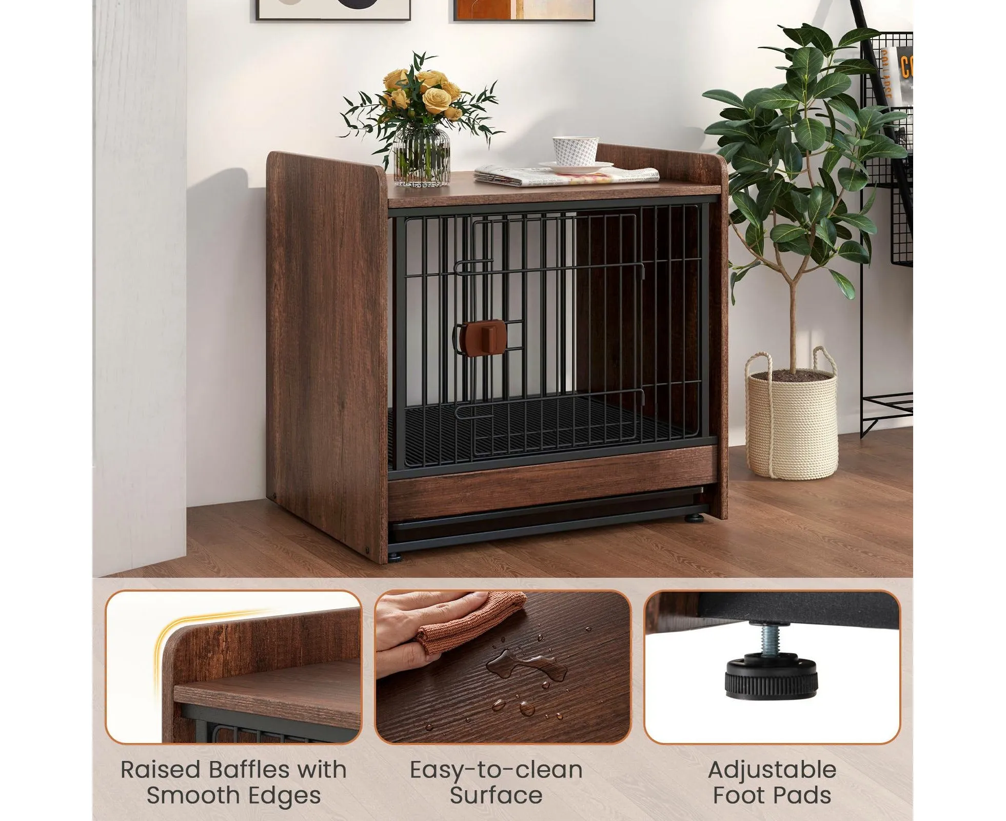 BRÉMIS Industrial Dog Crate End Table
