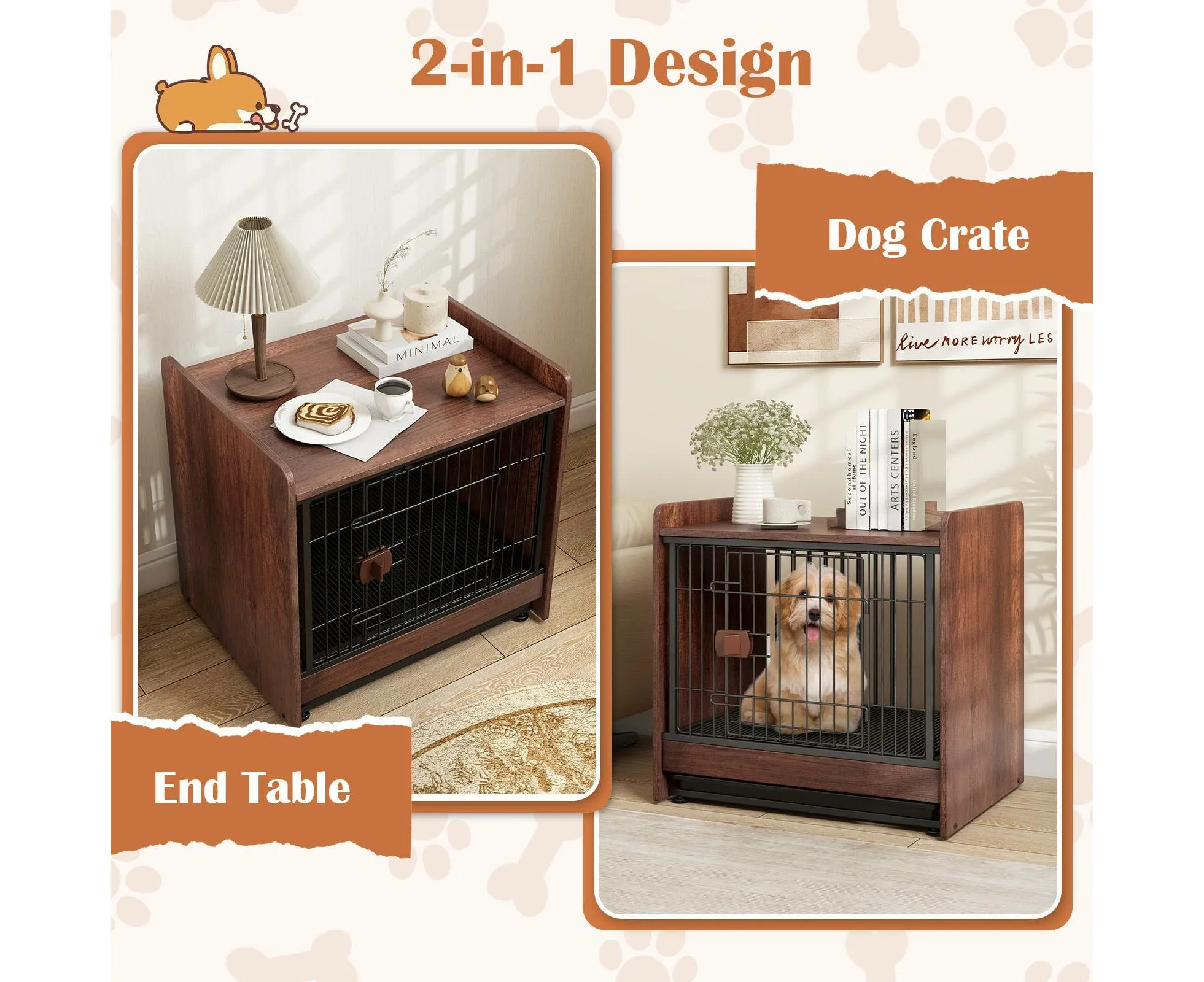BRÉMIS Industrial Dog Crate End Table