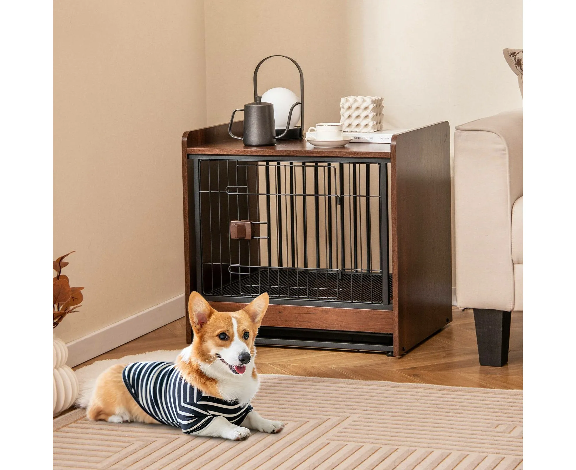 BRÉMIS Industrial Dog Crate End Table