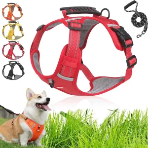 Chewie Cozy Harness, No Pull Dog Harness and Leash Set, Reflective Adjustable Comfort No Choke Pet Vest with Easy Control Handle, for Easy Walking and Training for Small Medium Large Dogs (Red, S)