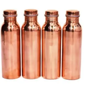 Copper plain water bottle 1000 ml each (Pack of 4 pcs.)
