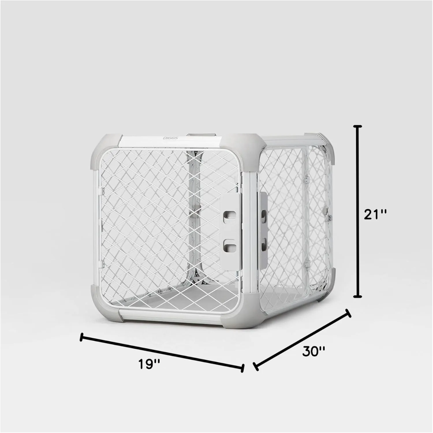 DIGGS Evolv Dog Crate - Slim, Durable Dog Kennel with Removable Ceiling Panel and Modular Design - Safe, Stylish, and Convenient (Ash, Medium)
