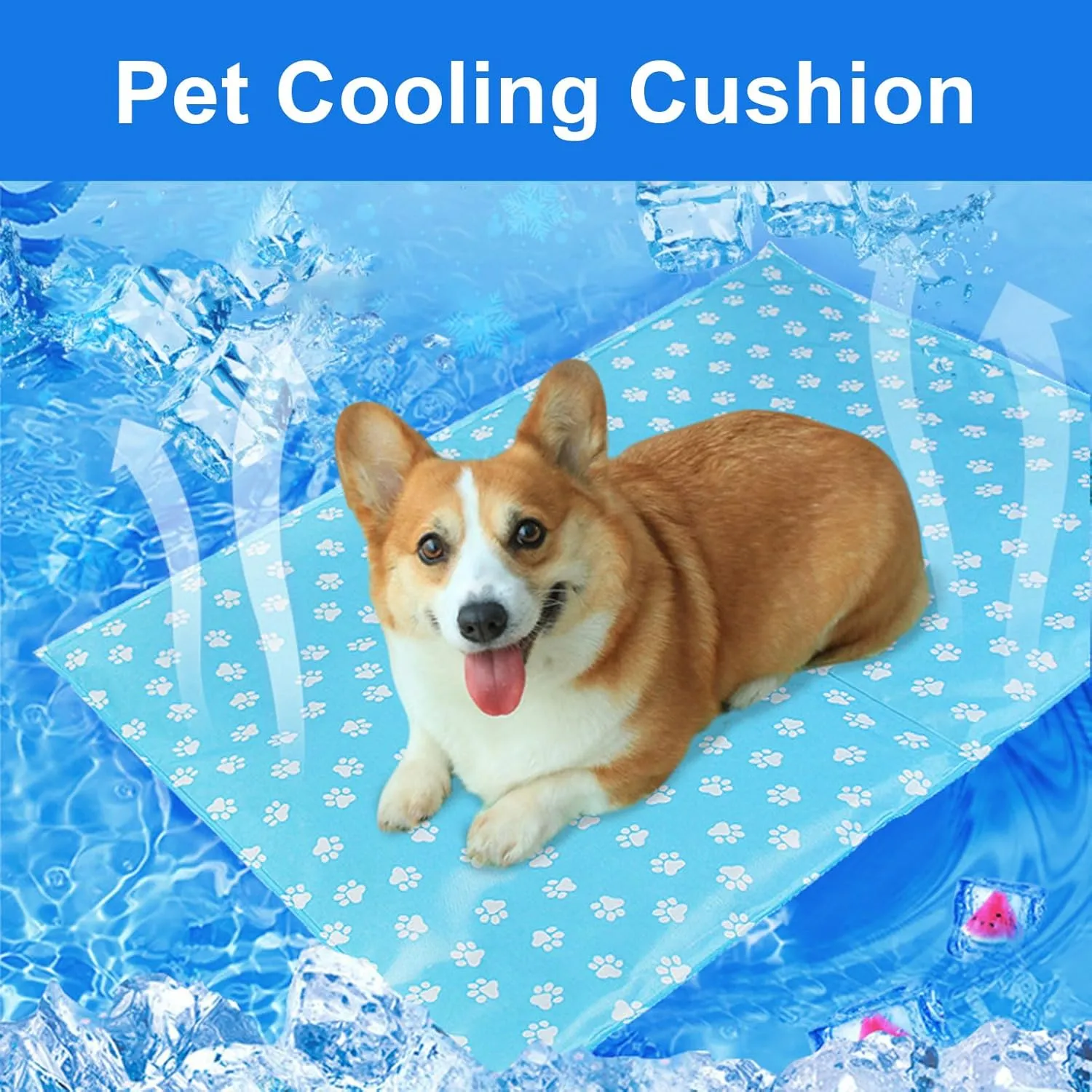 Dog Cooling Mat Dog Cooling Mat, Medium Pressure Activated Pet Cooling Mat for Dogs and Cats, Sized for Medium Sized Pets (15-40 Lb), Non-Toxic Gel, No Water Needed for This Dog Cooling Pad (S, A)