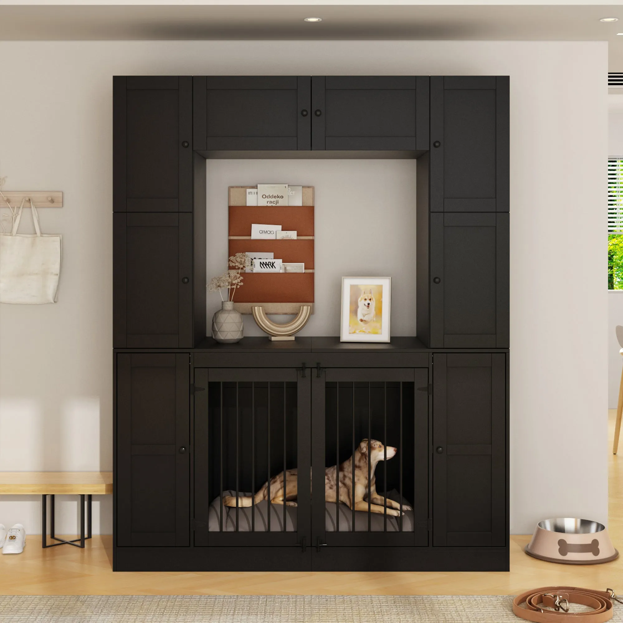 Dog Crate with 10 Doors and Ample Storage