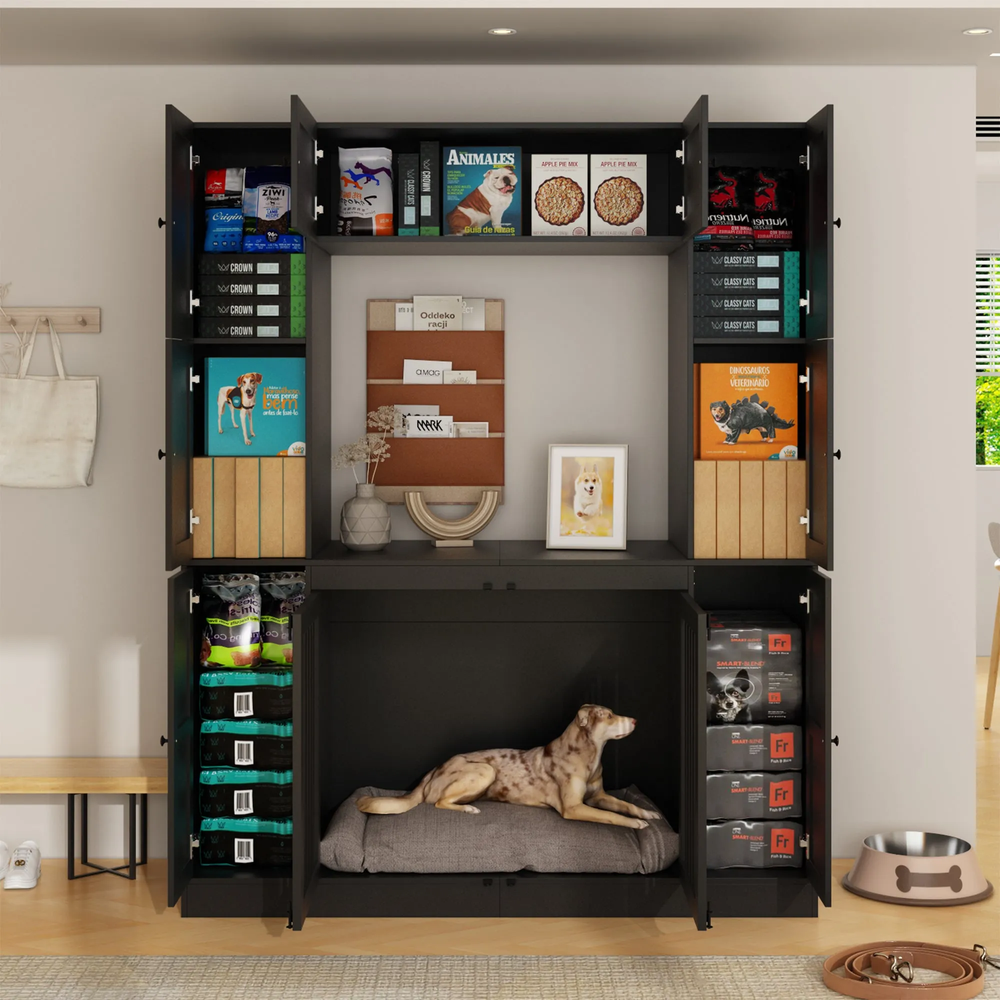 Dog Crate with 10 Doors and Ample Storage