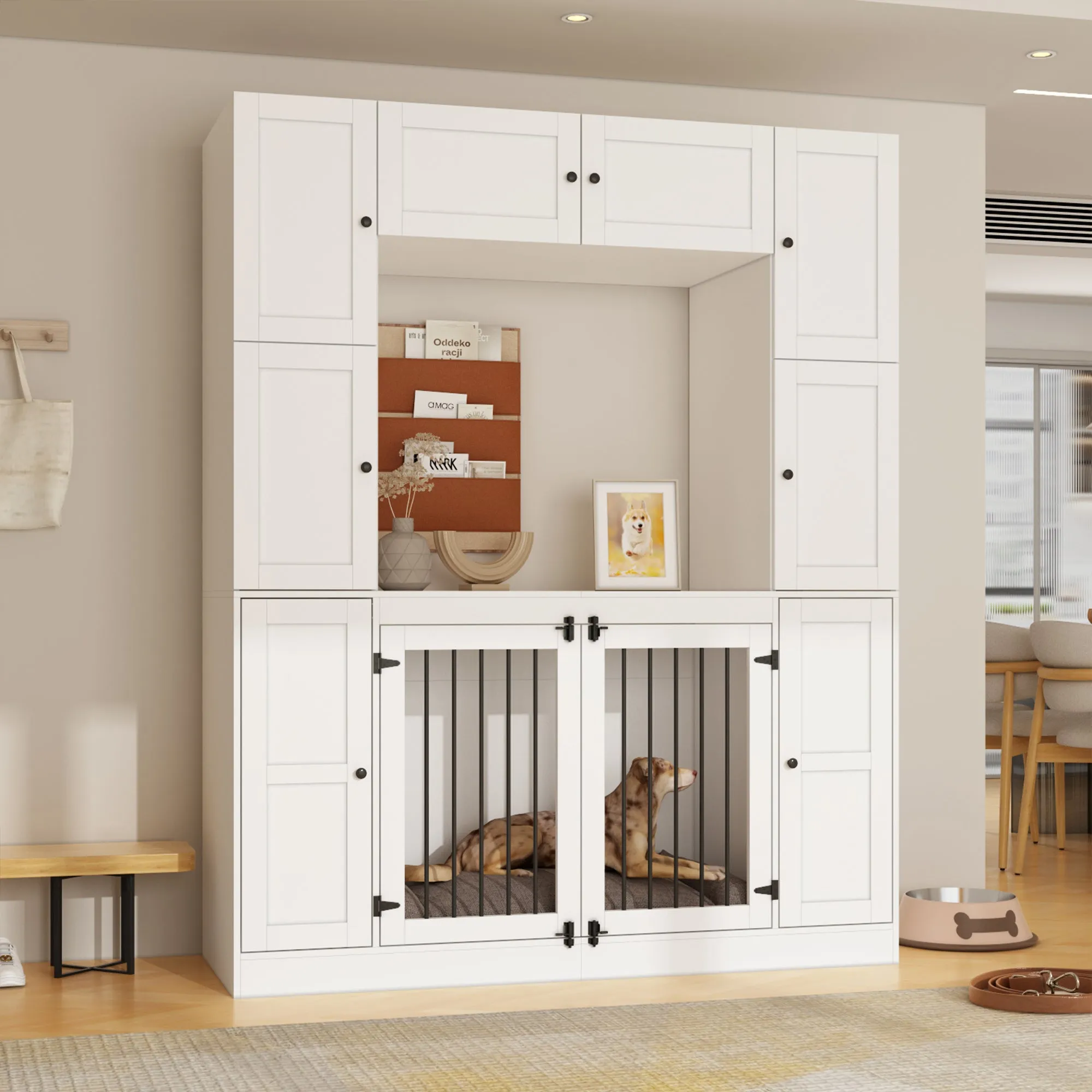 Dog Crate with 10 Doors and Ample Storage