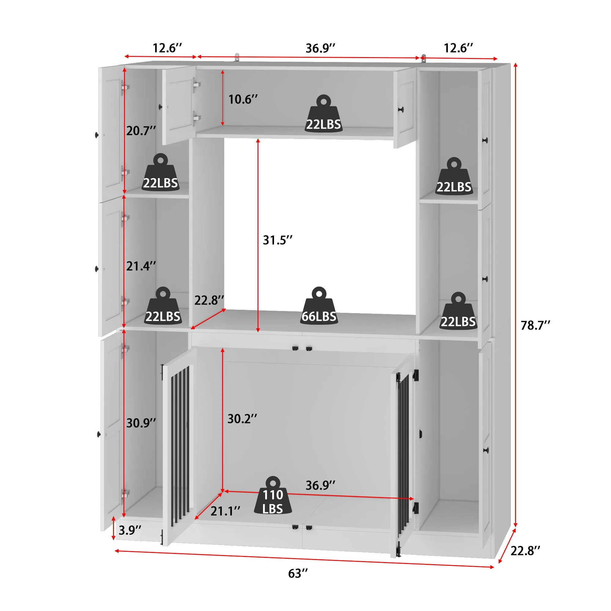 Dog Crate with 10 Doors and Ample Storage