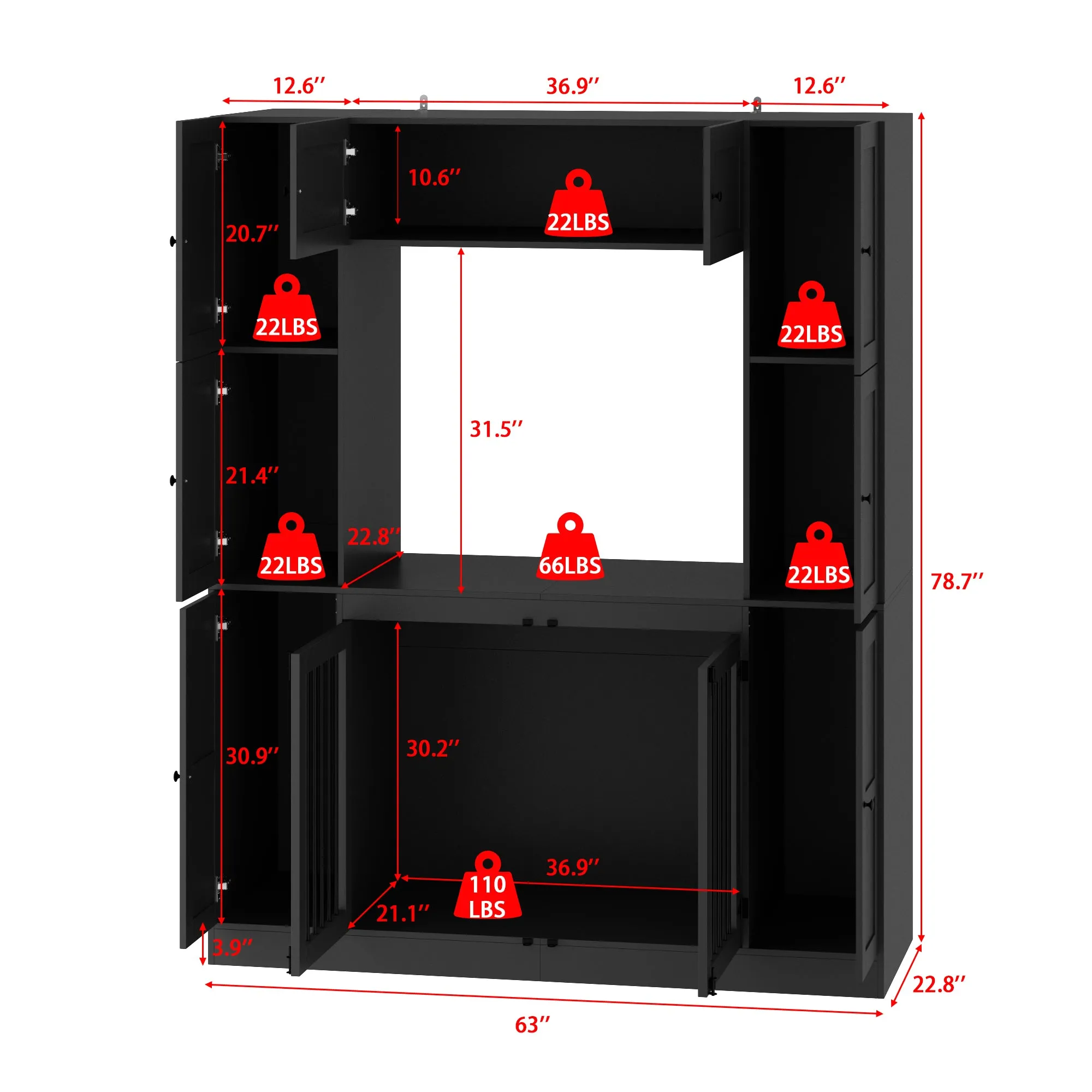 Dog Crate with 10 Doors and Ample Storage