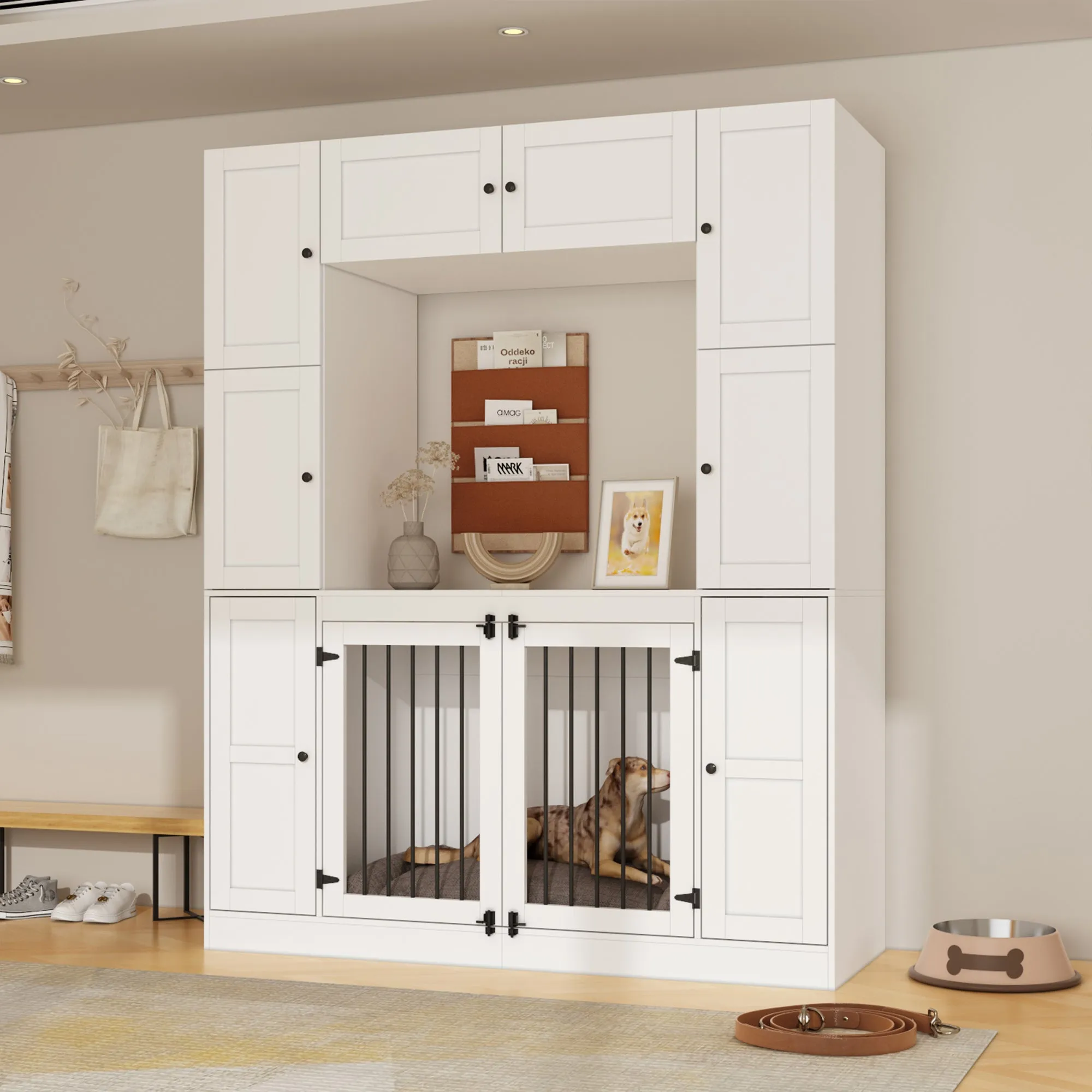 Dog Crate with 10 Doors and Ample Storage