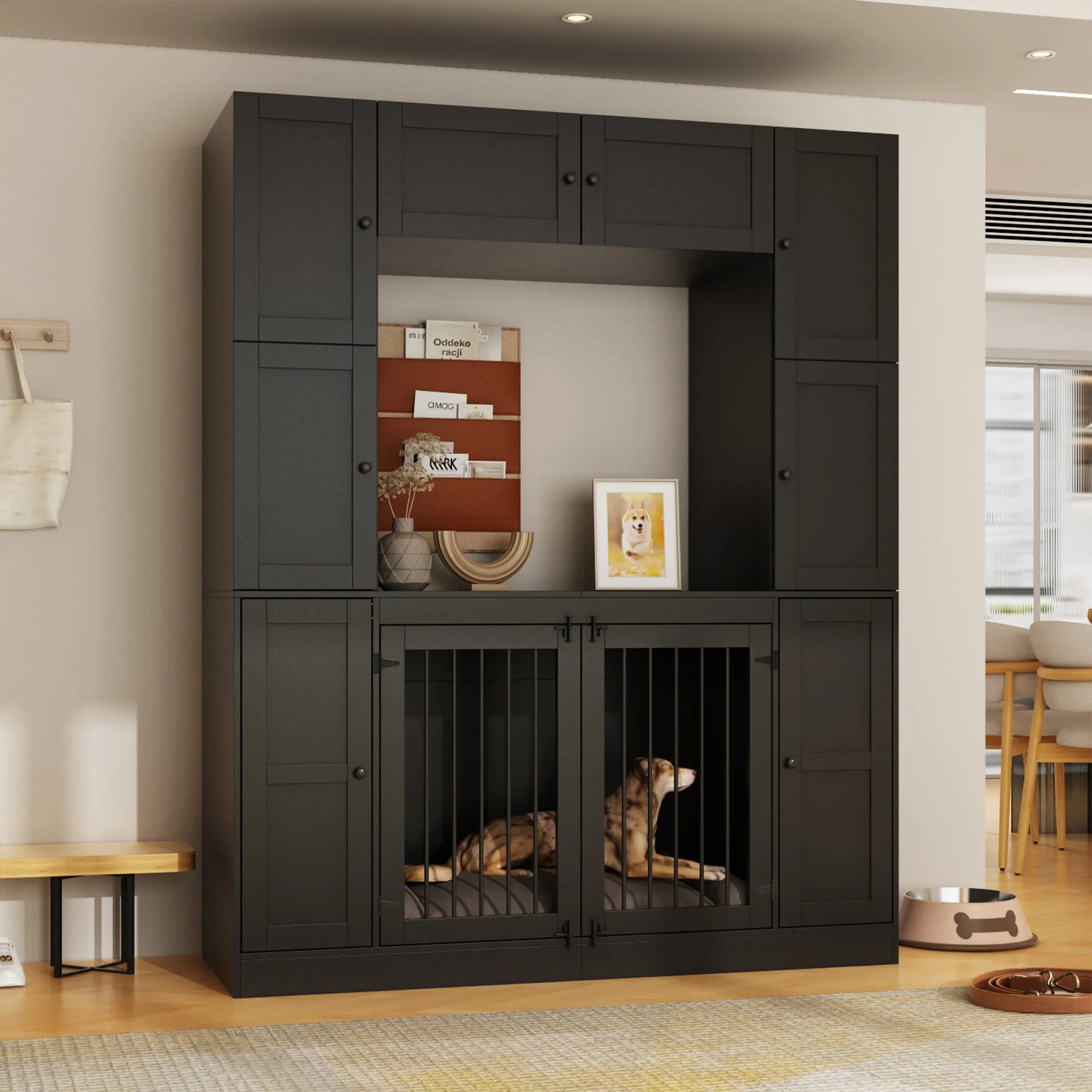 Dog Crate with 10 Doors and Ample Storage