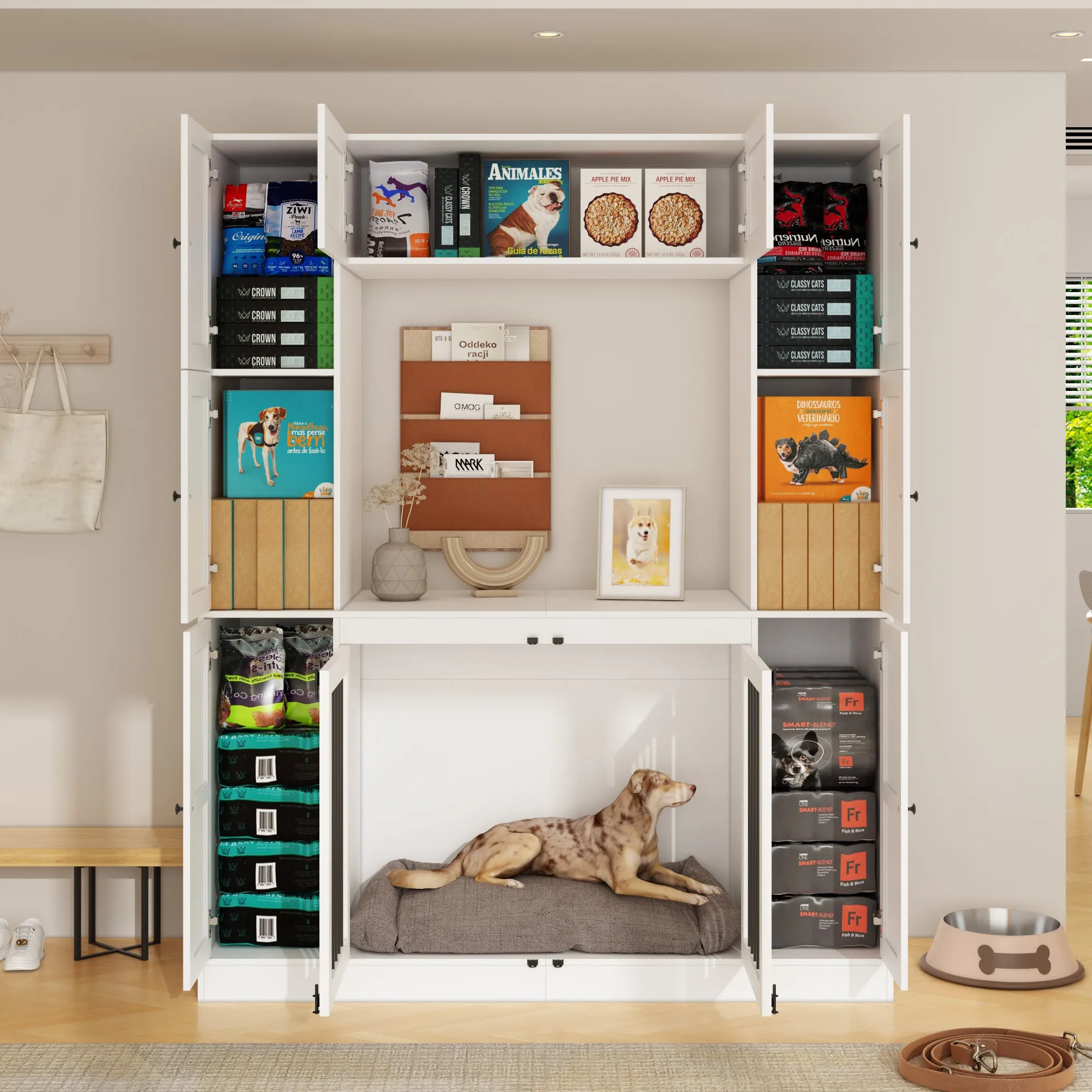 Dog Crate with 10 Doors and Ample Storage