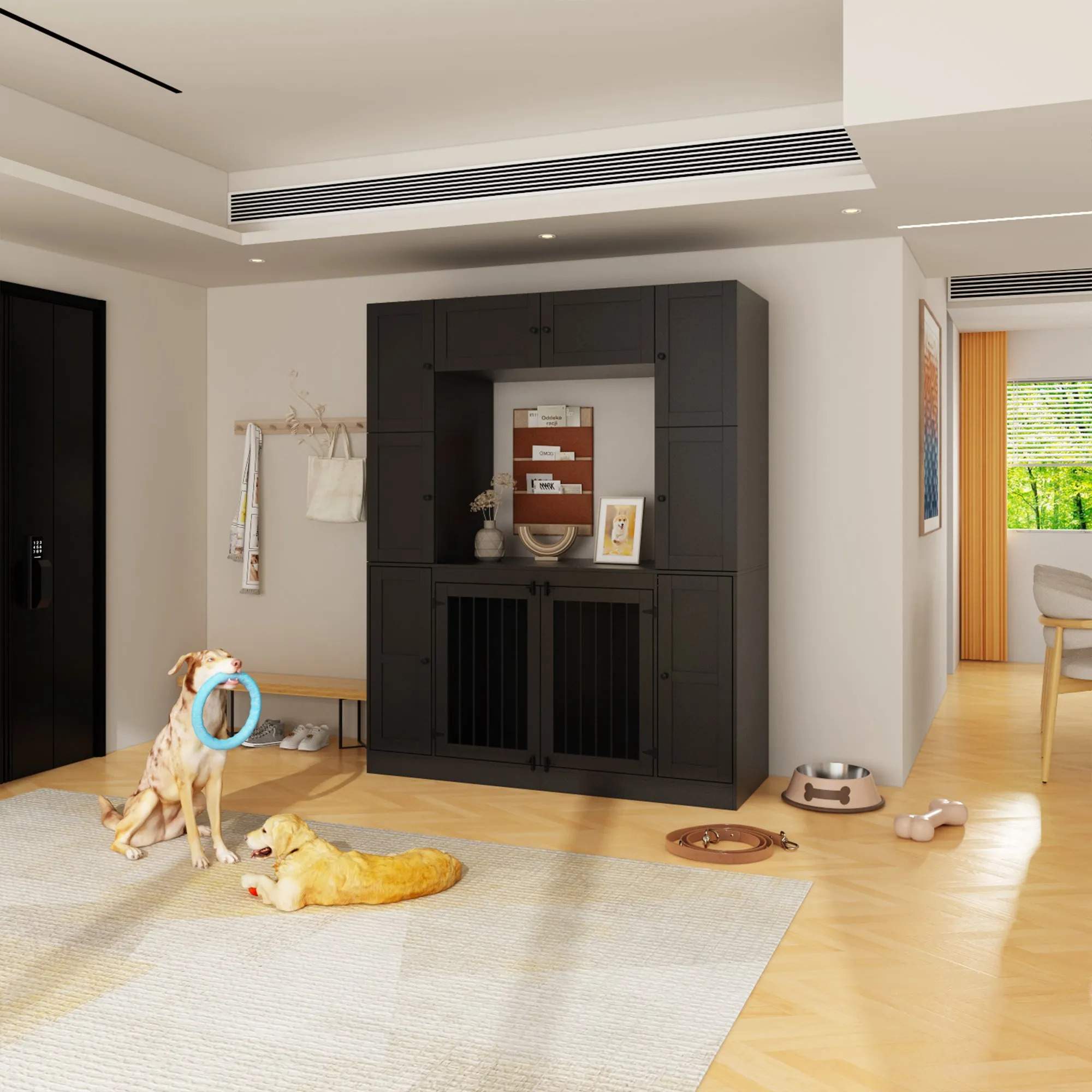 Dog Crate with 10 Doors and Ample Storage