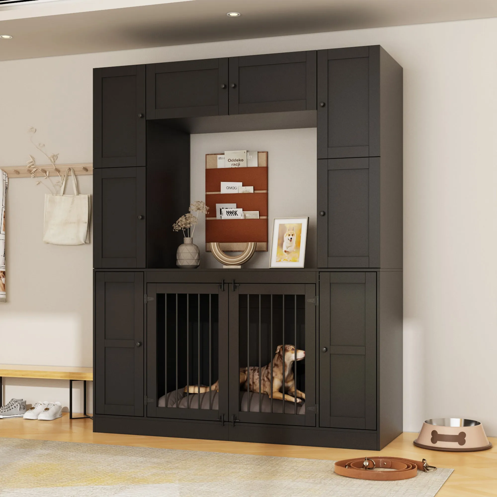 Dog Crate with 10 Doors and Ample Storage