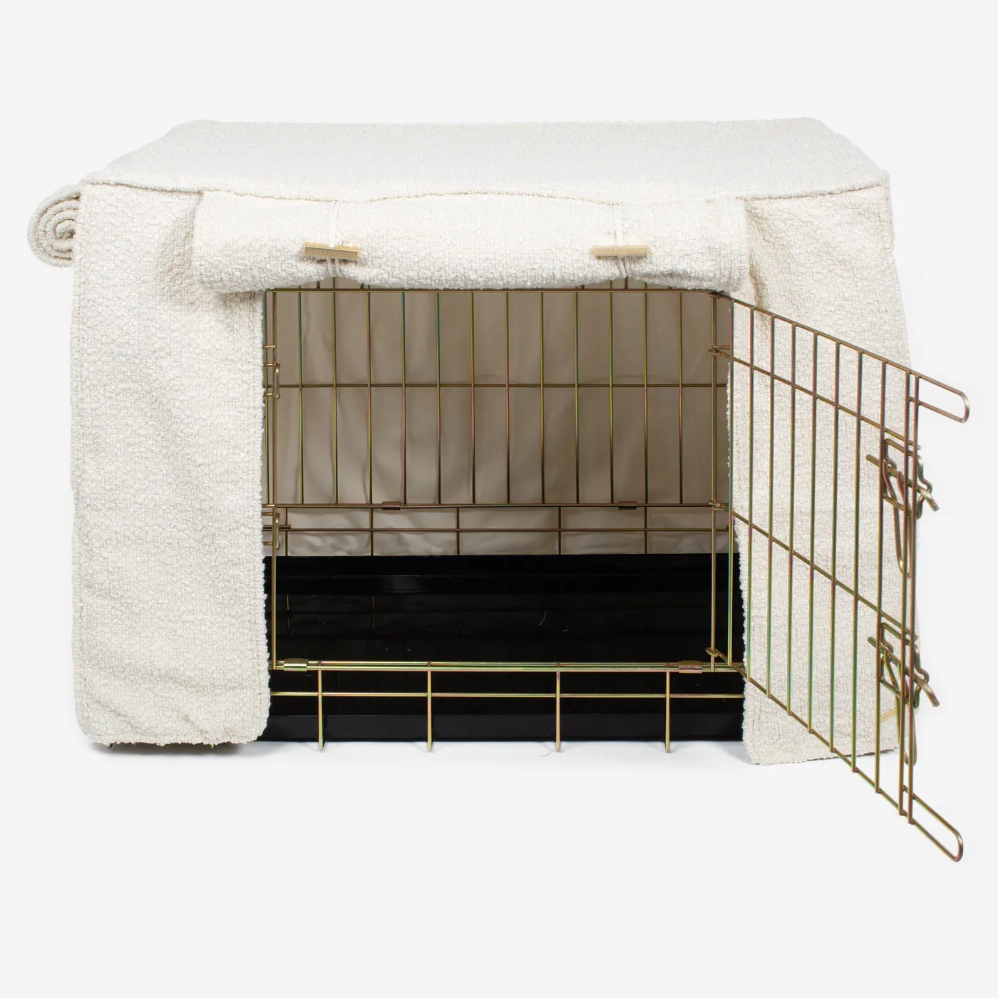 Dog Crate with Crate Cover in Ivory Bouclé by Lords & Labradors