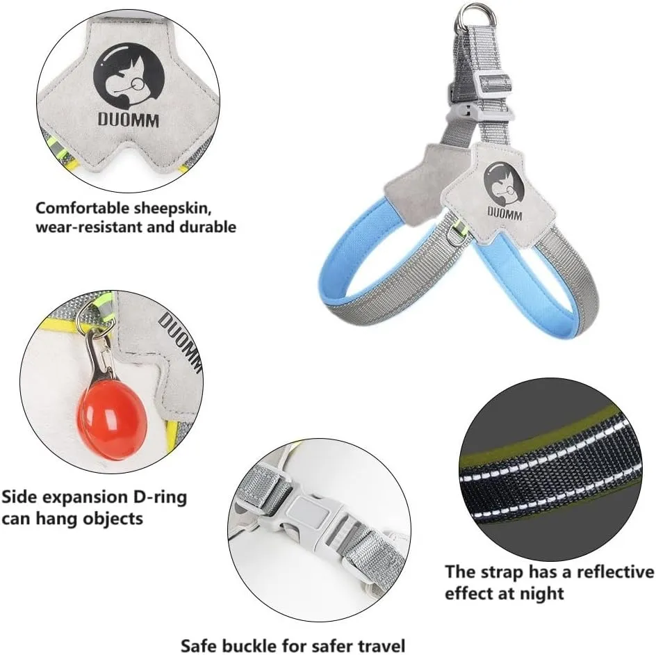 Dog Harness for Dogs, No Pull Service Vest with Reflective Strips and Control Handle, Adjustable and Comfortable for Easy Walking, Pet Harness for Middle & Small Dog,Sky Blue- Size M