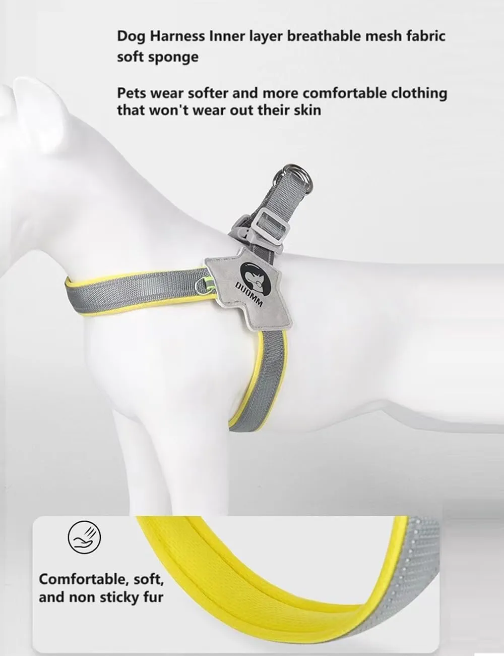 Dog Harness for Dogs, No Pull Service Vest with Reflective Strips and Control Handle, Adjustable and Comfortable for Easy Walking, Pet Harness for Middle & Small Dog,Sky Blue- Size M