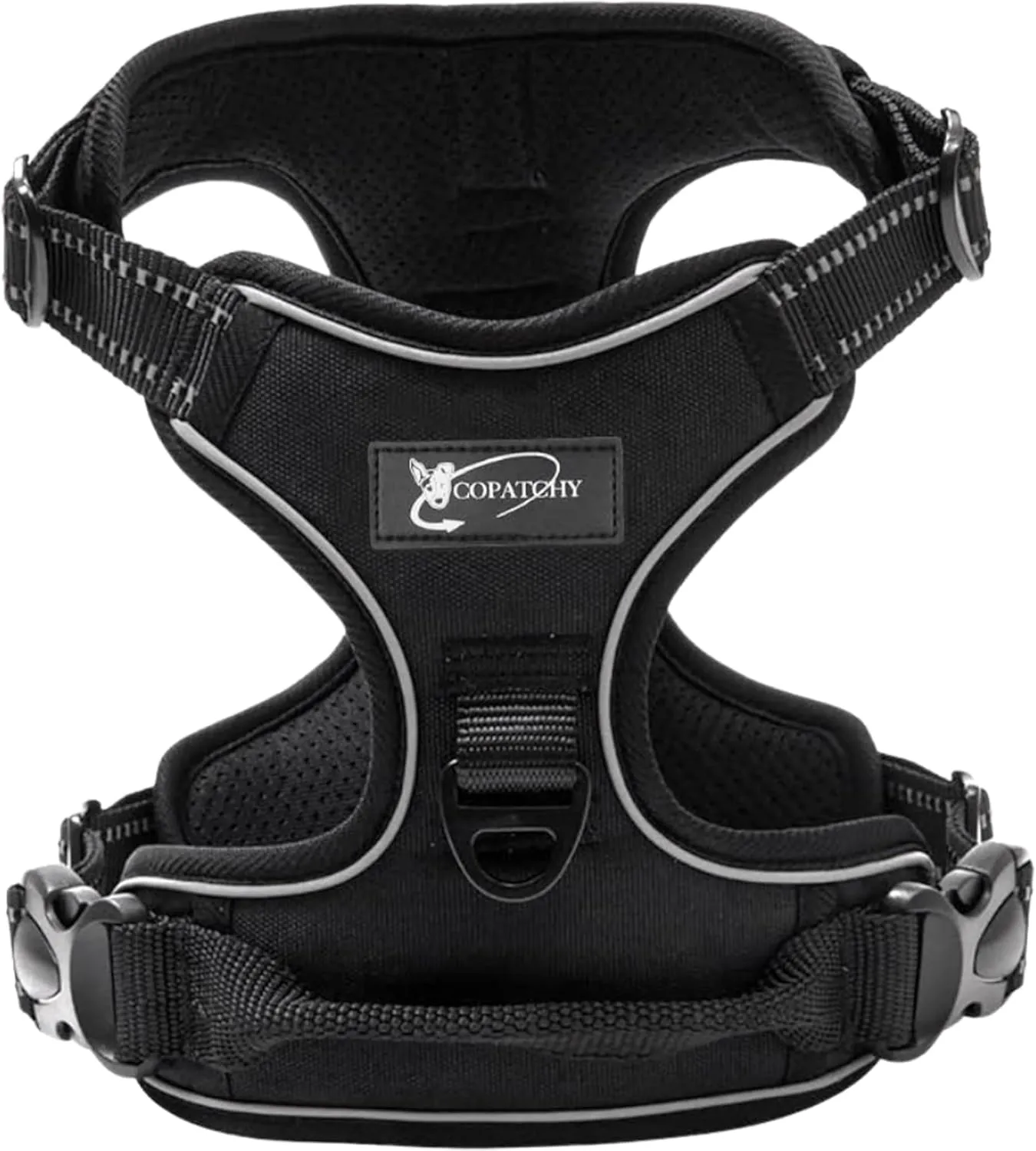 Dog Harness No-Pull Pet Harness Adjustable Outdoor Vest 3M Reflective Oxford Material Easy Control for All Sized Dogs (Medium, Black)