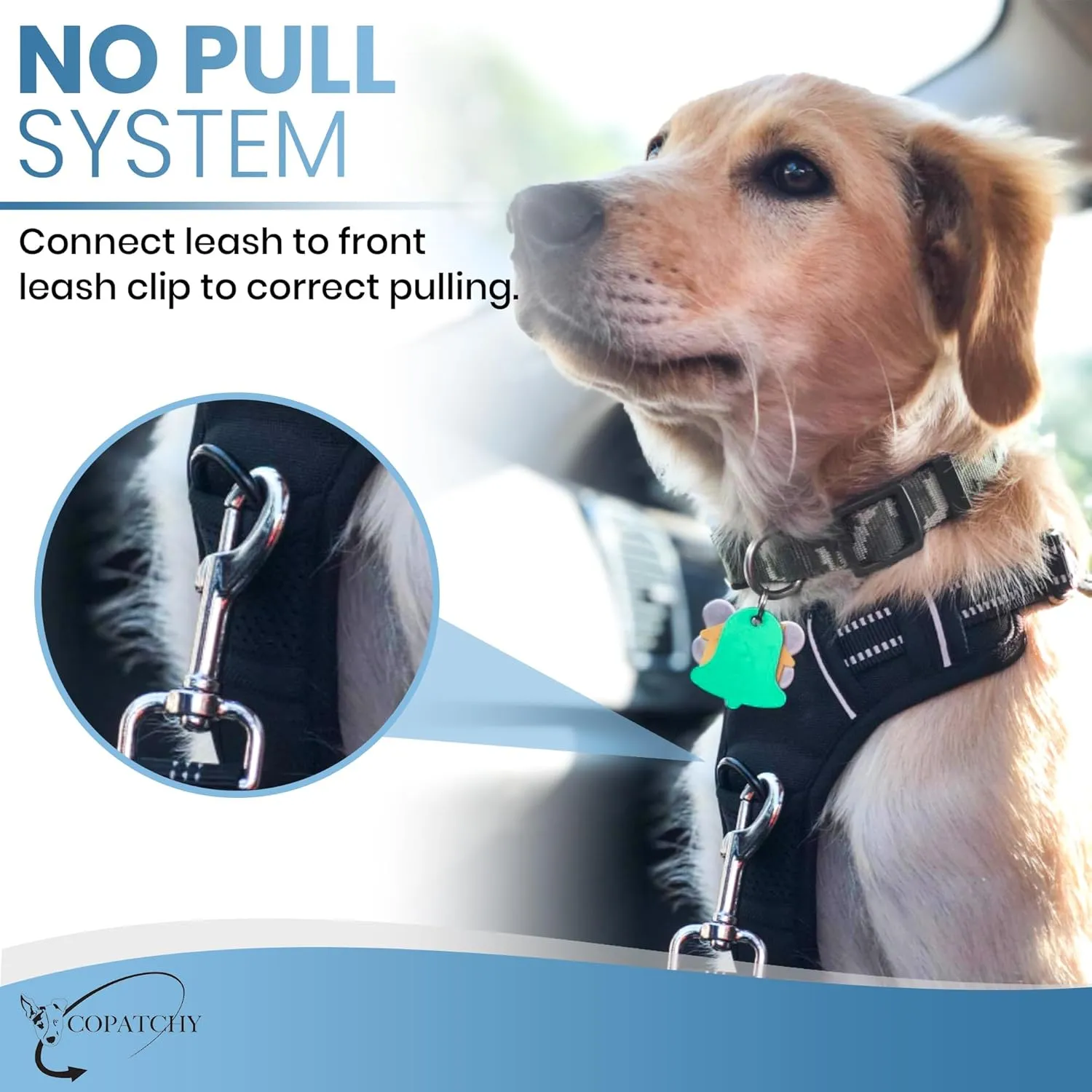 Dog Harness No-Pull Pet Harness Adjustable Outdoor Vest 3M Reflective Oxford Material Easy Control for All Sized Dogs (Medium, Black)