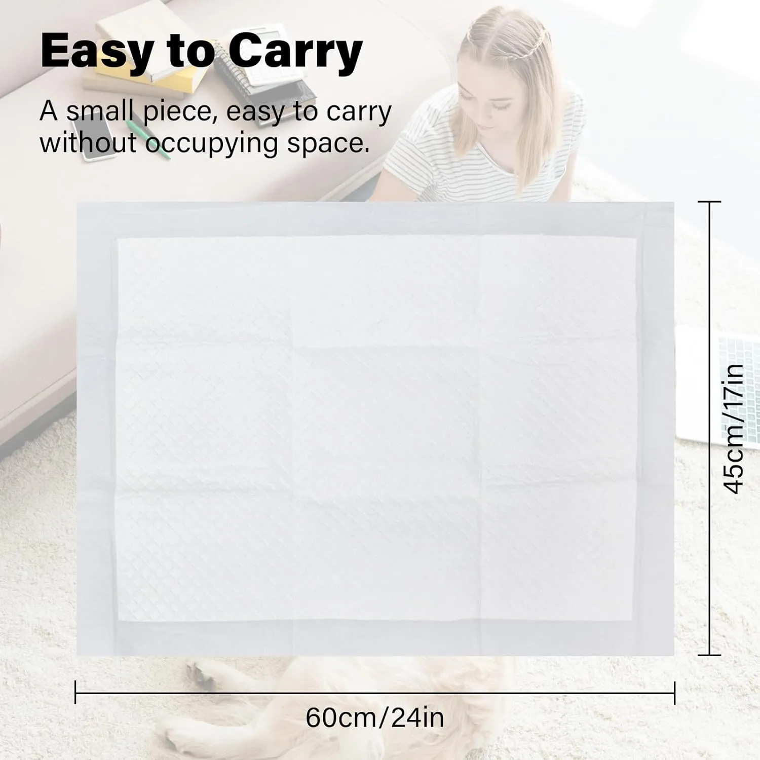 Dog Pee Training Pads with Super Absorbent, Disposable Pet Pads with Leak Proof and Quick Dry for Dogs Puppy Cats Potty Control, 17" x 24" Underpads for Incontinence -White(50 Count)