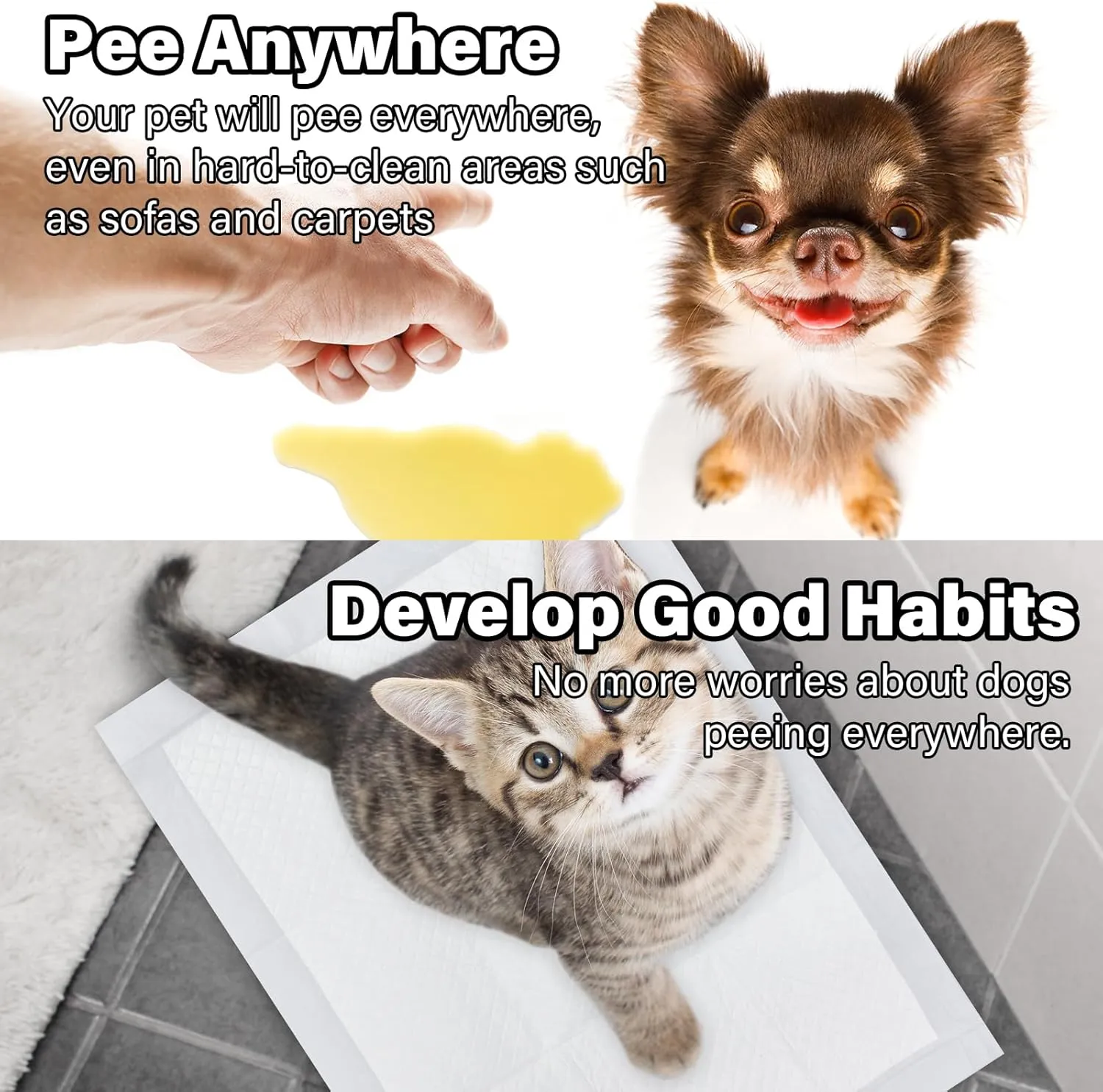 Dog Pee Training Pads with Super Absorbent, Disposable Pet Pads with Leak Proof and Quick Dry for Dogs Puppy Cats Potty Control, 17" x 24" Underpads for Incontinence -White(50 Count)