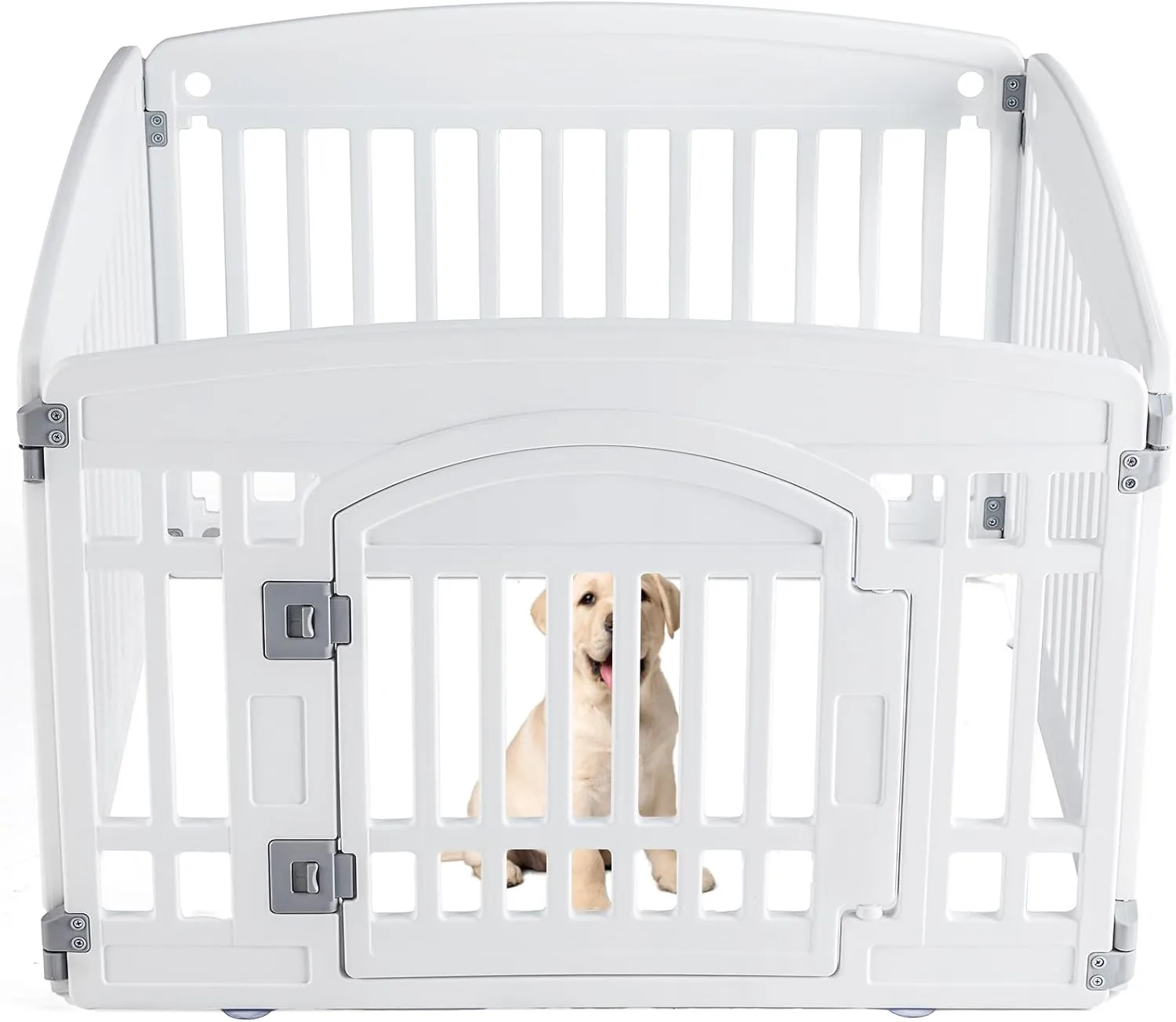 Dog Playpen 4-Panel 24" | Safe & Secure Indoor/Outdoor Pet Fence | Folding & Portable | 35 x 35 x 24IN, Ideal for Small to Medium Dogs | Easy to Clean White