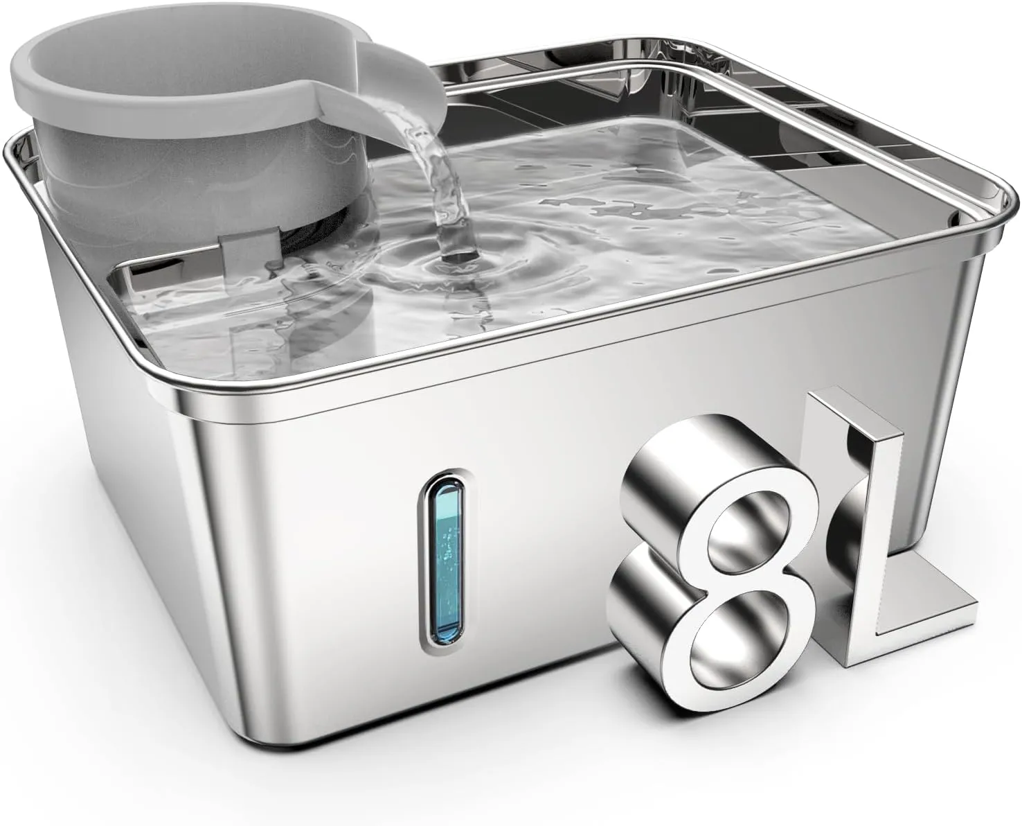 Dog Water Fountain Stainless Steel, 270oz/2.1Gallon, Pet Water Fountain for Cats and Dogs, Pet Drinking Fountain with Large Capacity, Large Surface Area, Ultra-Quiet Pump