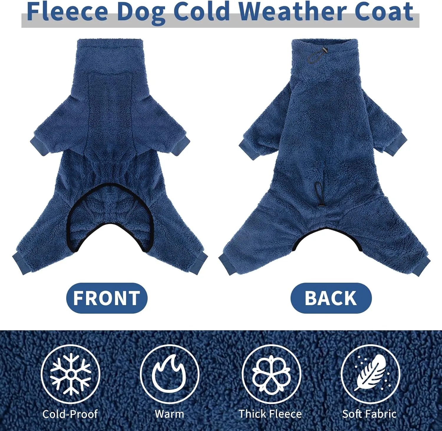 Dog Winter Coat Soft Pullover Pajamas, Warm Dog Cold Weather Coats Fleece Dog Coat, Cozy Dog Winter Jacket Windproof Fullbody Dog Jumpsuit Onesie Fleece Sweater Winter Clothes Apparel for Dogs