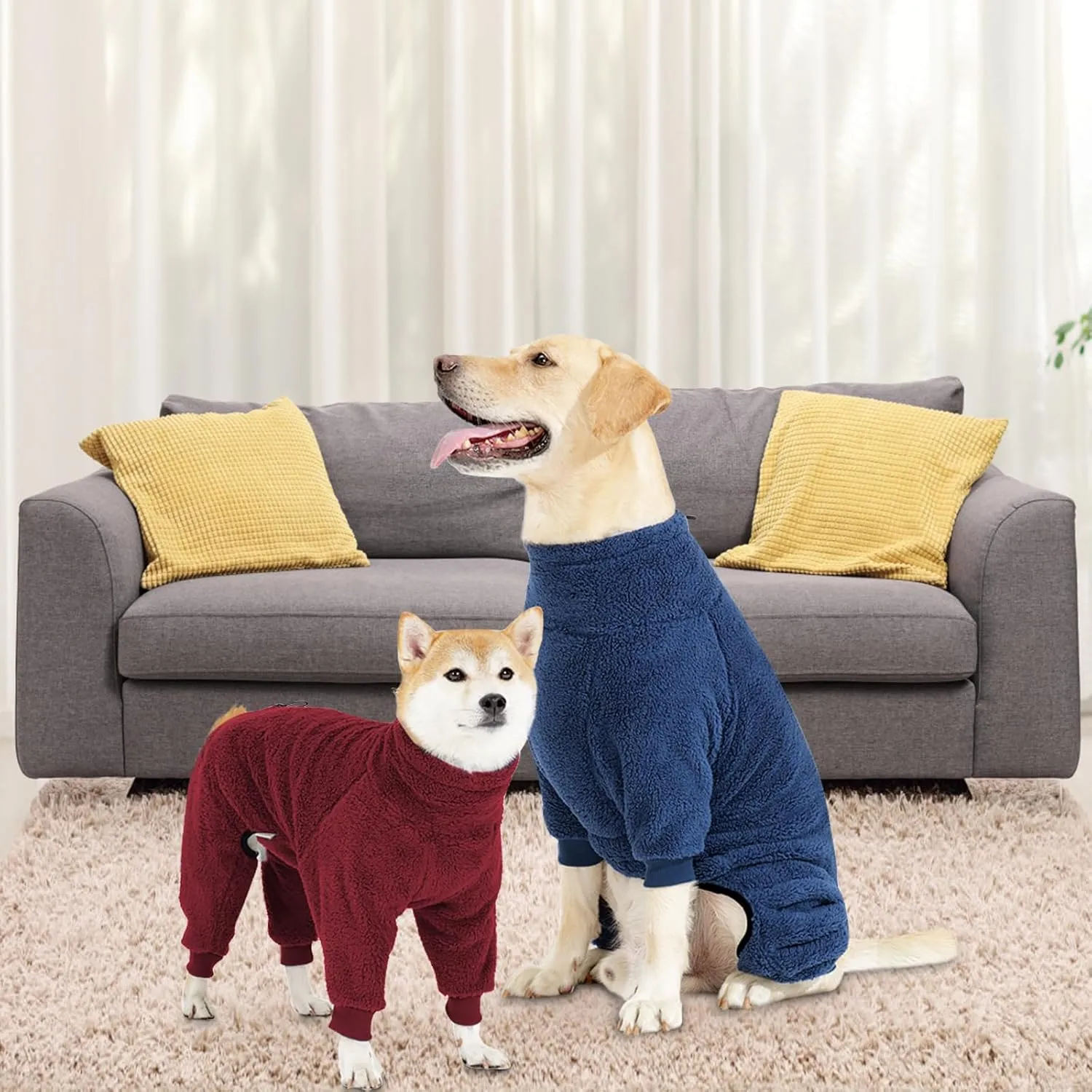 Dog Winter Coat Soft Pullover Pajamas, Warm Dog Cold Weather Coats Fleece Dog Coat, Cozy Dog Winter Jacket Windproof Fullbody Dog Jumpsuit Onesie Fleece Sweater Winter Clothes Apparel for Dogs