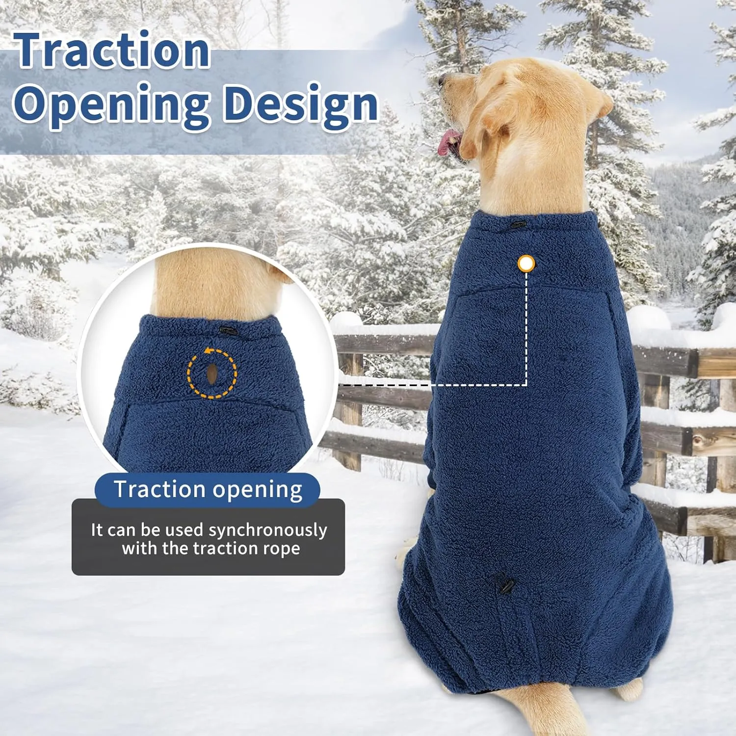 Dog Winter Coat Soft Pullover Pajamas, Warm Dog Cold Weather Coats Fleece Dog Coat, Cozy Dog Winter Jacket Windproof Fullbody Dog Jumpsuit Onesie Fleece Sweater Winter Clothes Apparel for Dogs