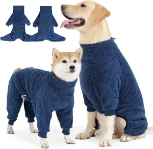 Dog Winter Coat Soft Pullover Pajamas, Warm Dog Cold Weather Coats Fleece Dog Coat, Cozy Dog Winter Jacket Windproof Fullbody Dog Jumpsuit Onesie Fleece Sweater Winter Clothes Apparel for Dogs