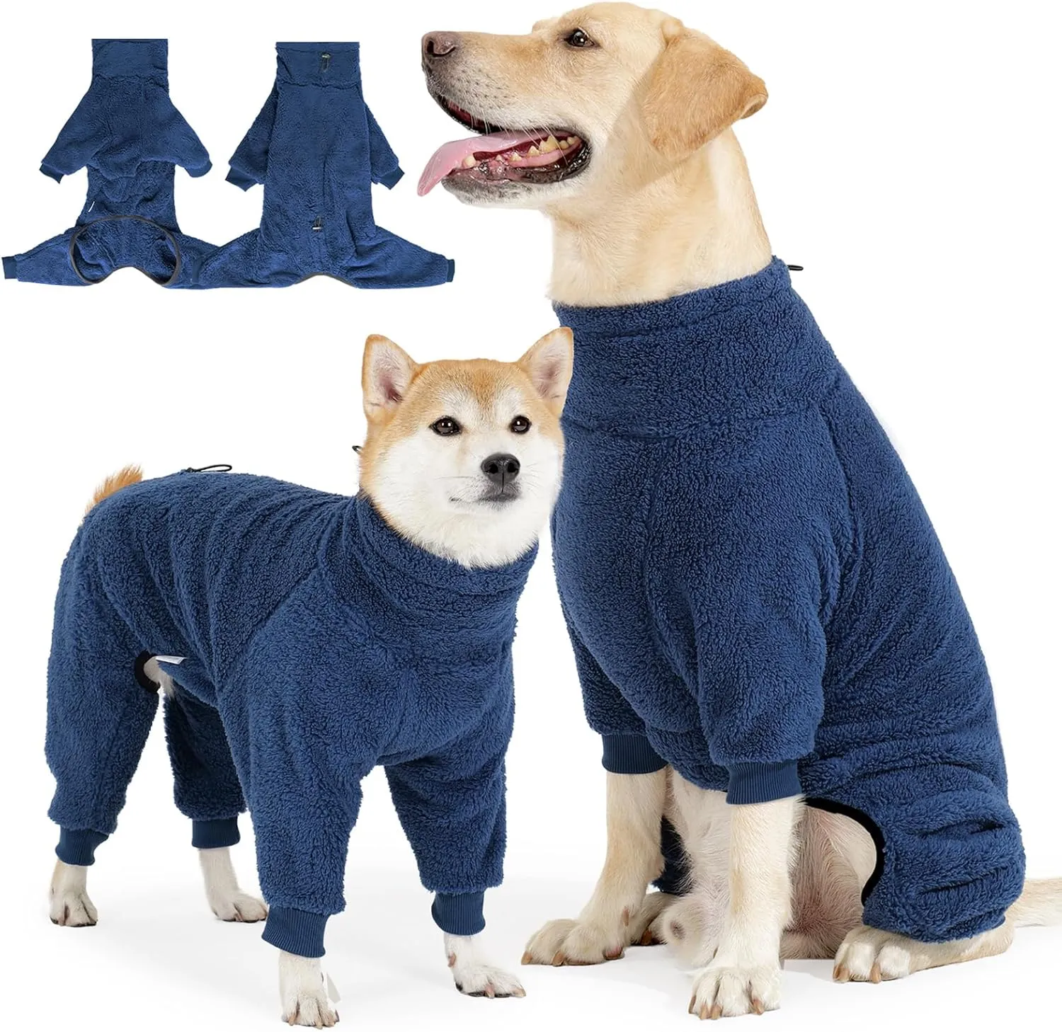Dog Winter Coat Soft Pullover Pajamas, Warm Dog Cold Weather Coats Fleece Dog Coat, Cozy Dog Winter Jacket Windproof Fullbody Dog Jumpsuit Onesie Fleece Sweater Winter Clothes Apparel for Dogs