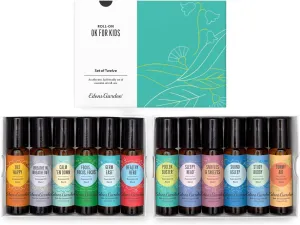 Edens Garden OK For Kids Essential Oils Roll-On 12 Set  100% Pure Therapeutic Grade, Pre-Diluted Aromatherapy Blends for Calming & Gentle Skin Care  Natural & Family Friendly, Roll-On 10 ml/ 12 Pack