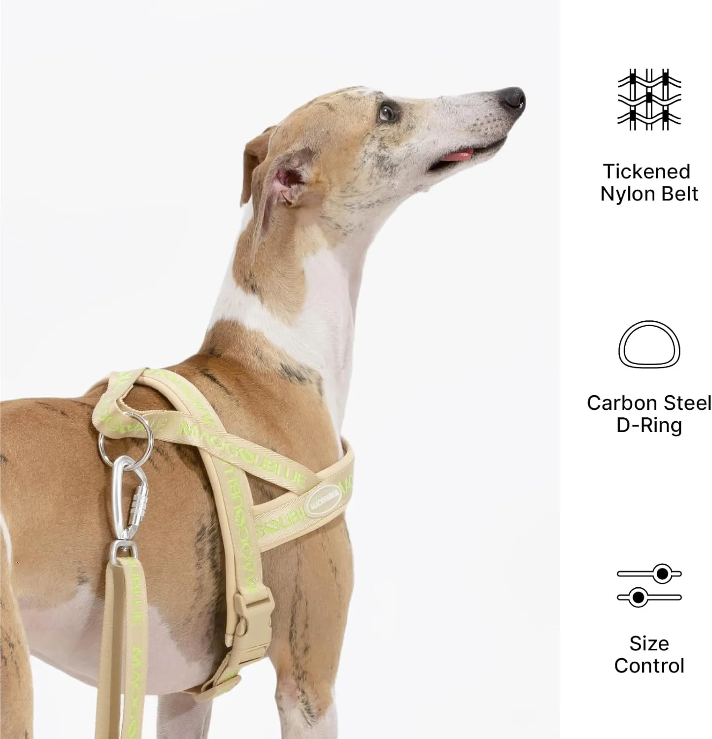 Escape-Proof Dog Harness with No-Choke Comfortable Lycra Fabric Vest and Quick-Release Buckle Easy Control Handle for Medium Dogs, Easy for Training Walking (Khaki, Medium)