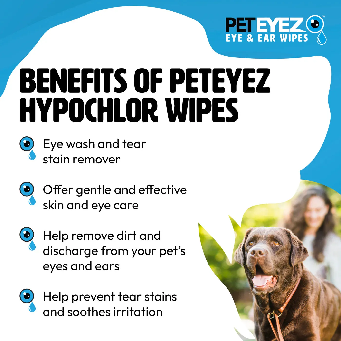 Eye & Ear Wipes With Hypochlor by Pet Eyez