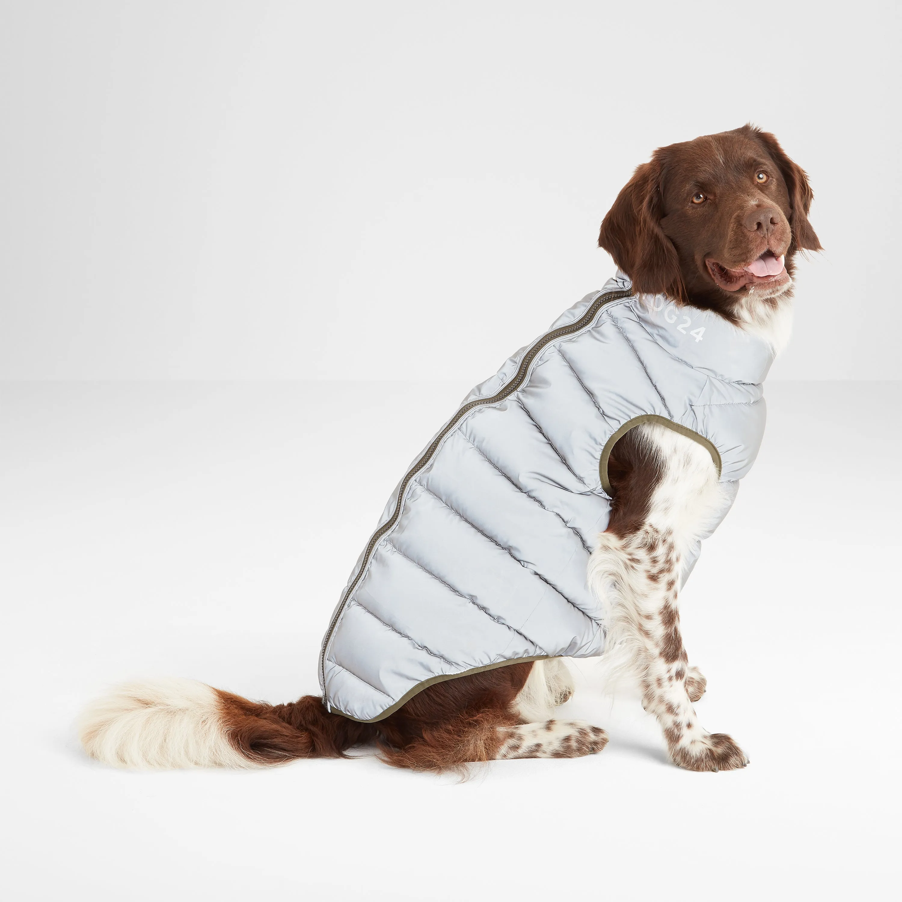 Fetch Padded Dog Coat M - Khaki/Dark Indigo/Optic White