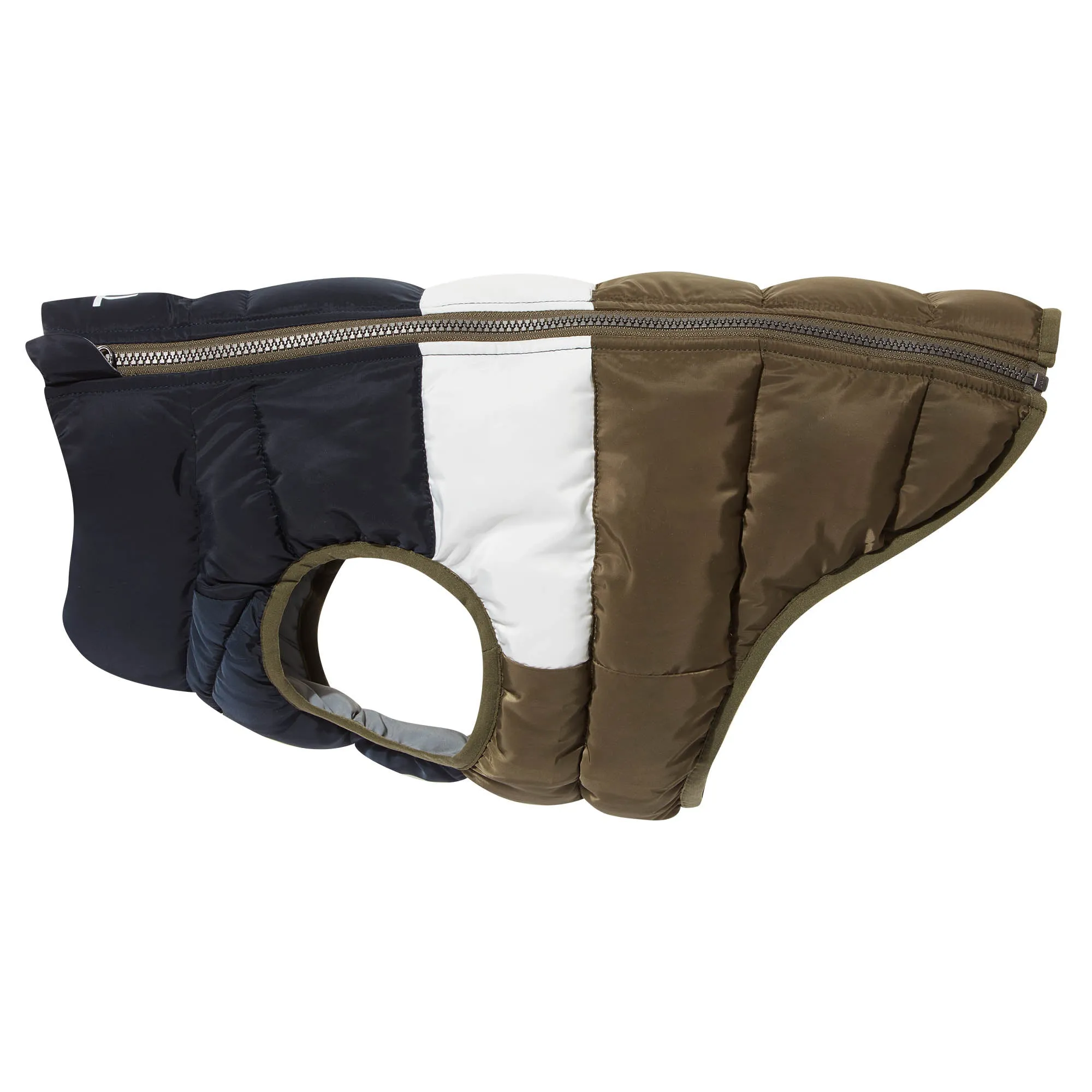 Fetch Padded Dog Coat M - Khaki/Dark Indigo/Optic White